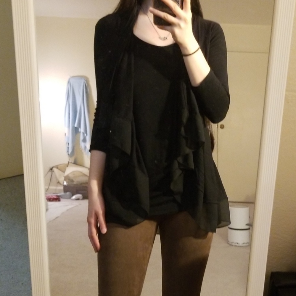 Jason Maxwell - Black Waterfall Cardigan + Top